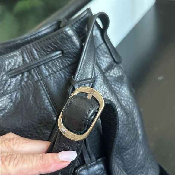 Vintage Genuine Leather Drawstring Bucket Shoulder Bag, Soft Luxurious Purse - Picture 9 of 10
